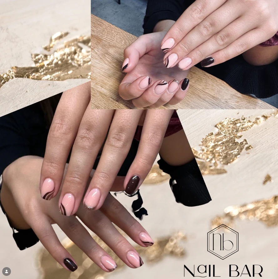 Abstracte bruine nail art collage