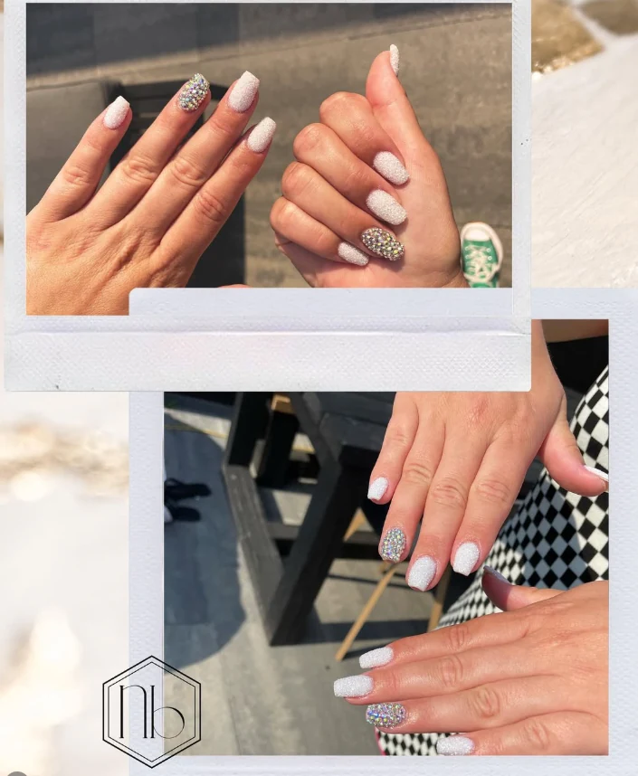 Witte glitter manicure collage